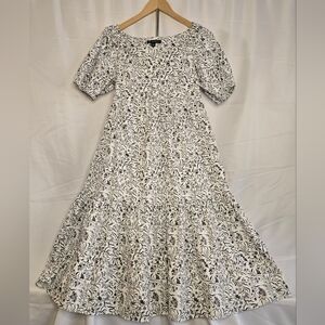 INC International Concepts Puff Sleeve Tiered Midi Dress Size M NWOT